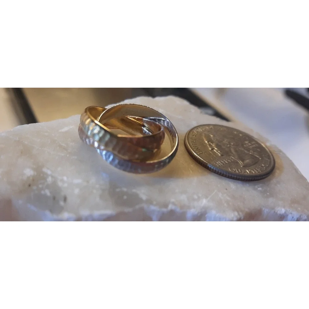 vtg 14K Gold Tri-Color Infinity Ring 6.4g size 5.5 matte dull finish beveled
